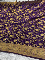 Crepe Georgette Silk Jaal Woven Banarasi Saree – SS51