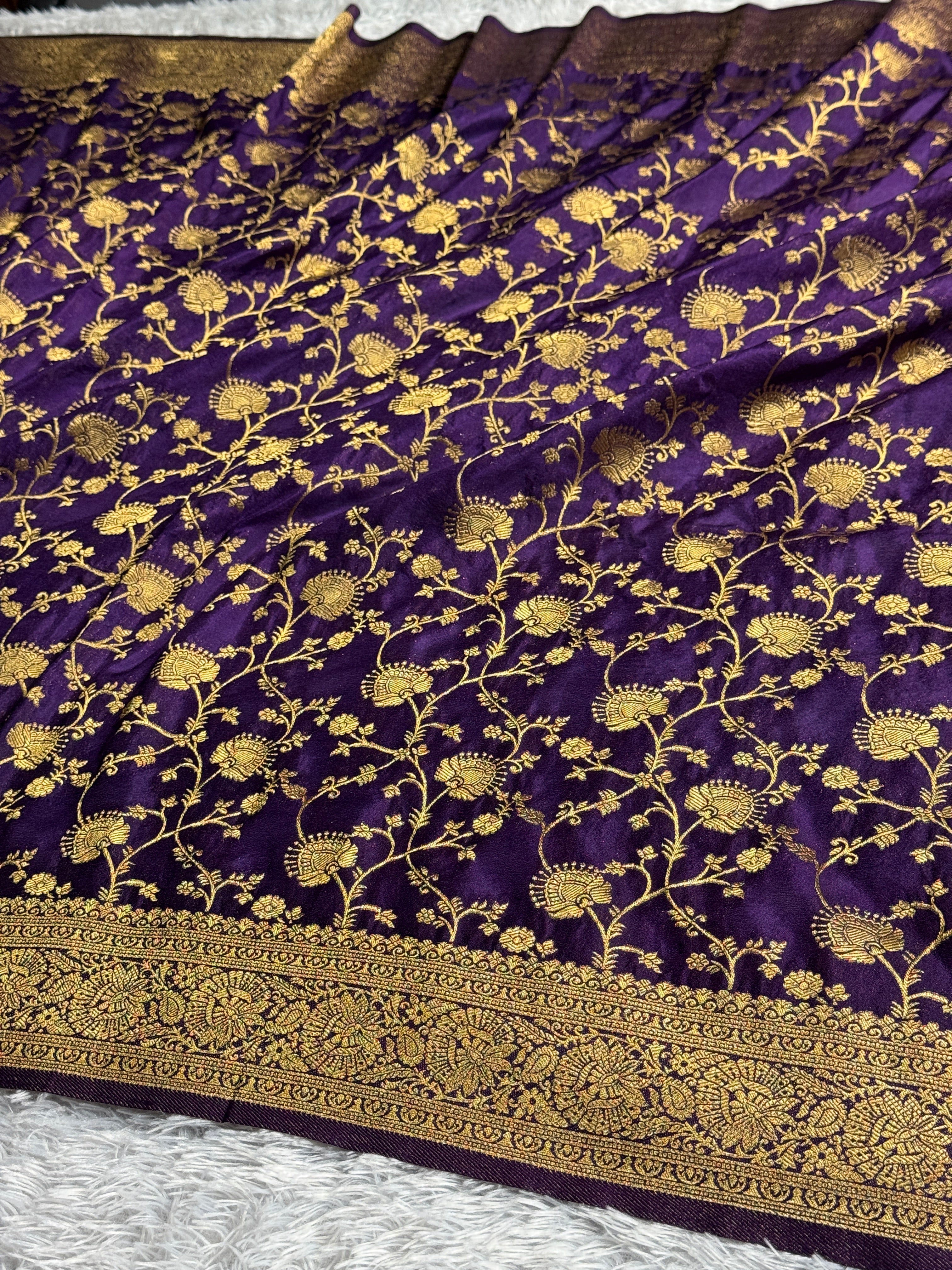 Crepe Georgette Silk Jaal Woven Banarasi Saree – SS51