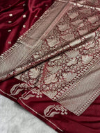 Mashru Kataan Silk Saree with Raw Mango Buta Woven Pattern & Rich Zari Pallu – MKS414