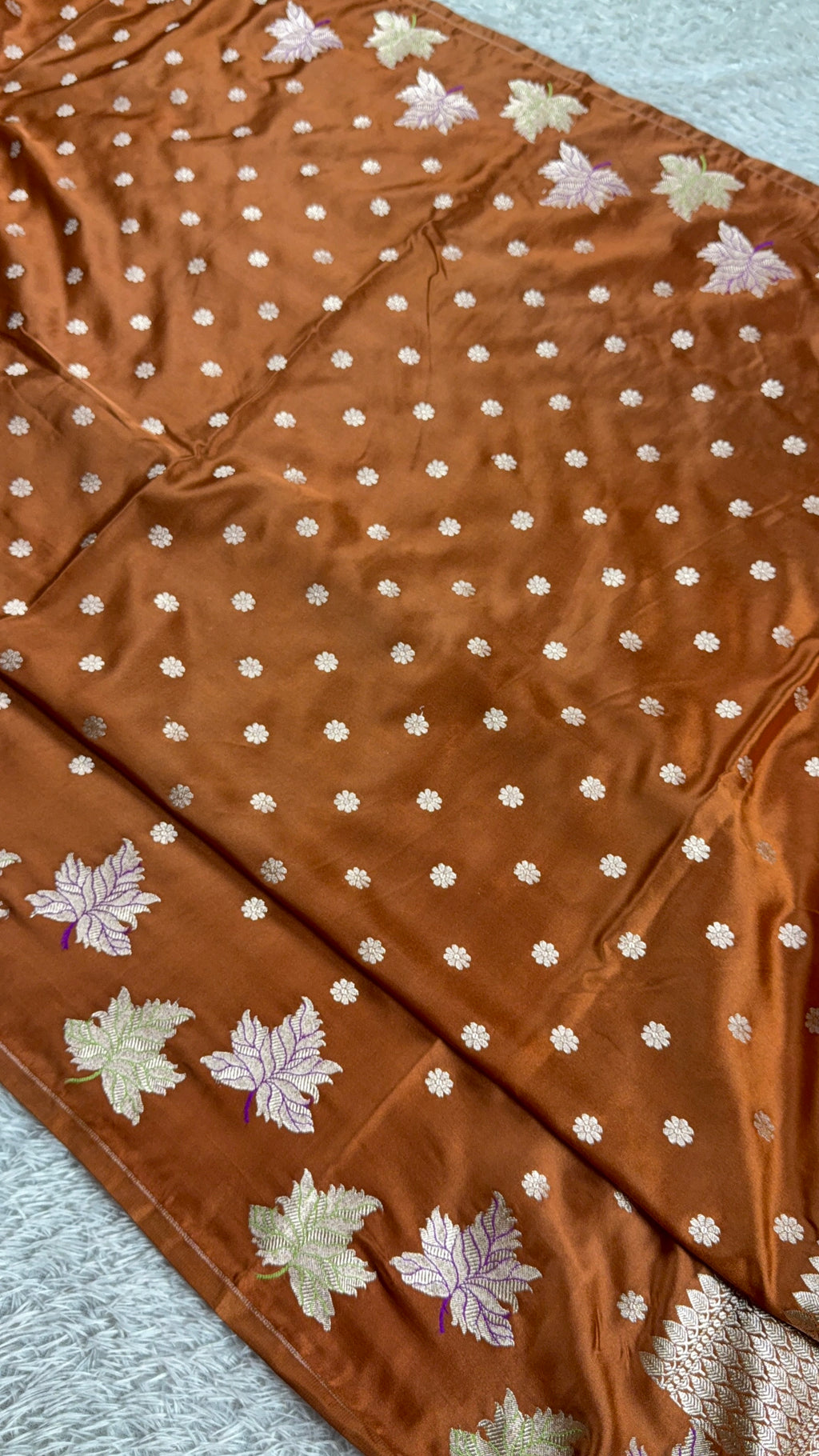 Mustard Yellow Mashru Kataan Silk Saree with Zari Buta Design & Leaf Border | MKS603