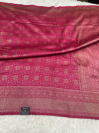 Rani pink Banarasi Dupion Silk Saree with Embossed Antique Zari Weaving & Rich Antique Zari Pallu | STF109