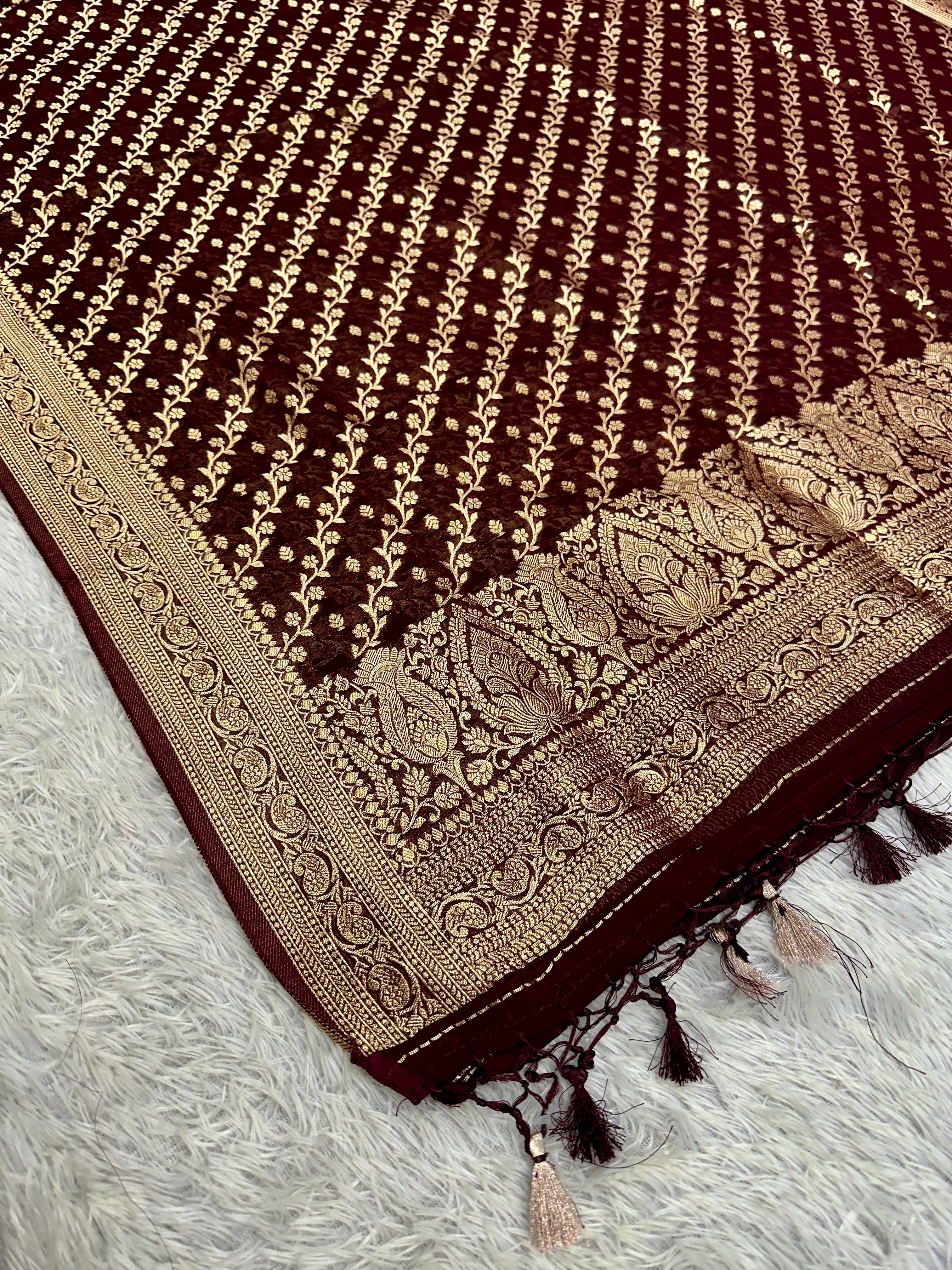 Banarasi Jacquard Zari Georgette Suit Dress – 3 Pc Set MSS23