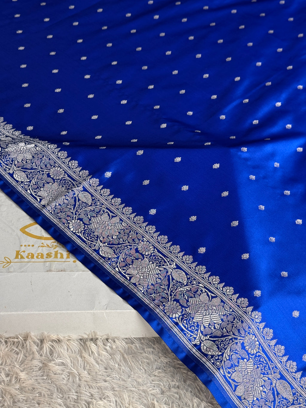 Royal Blue Buta Woven Saree with Rich Pallu & Border Blouse – MKS819