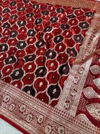 Maroon & Black Rangkaat Banarasi Mashru Silk Saree with Jacquard Woven Jaal  MKS033
