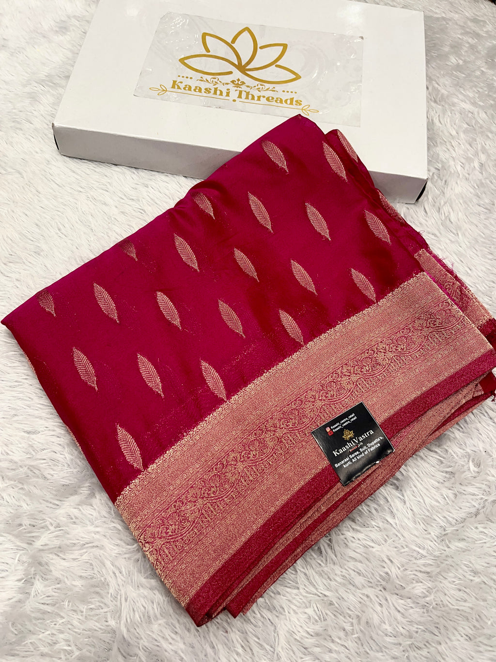 Chinon Silk Andakar Dark Pink Color Saree CN02