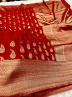 Chinon Silk Karry  Buta  Design Red color  Saree CN07