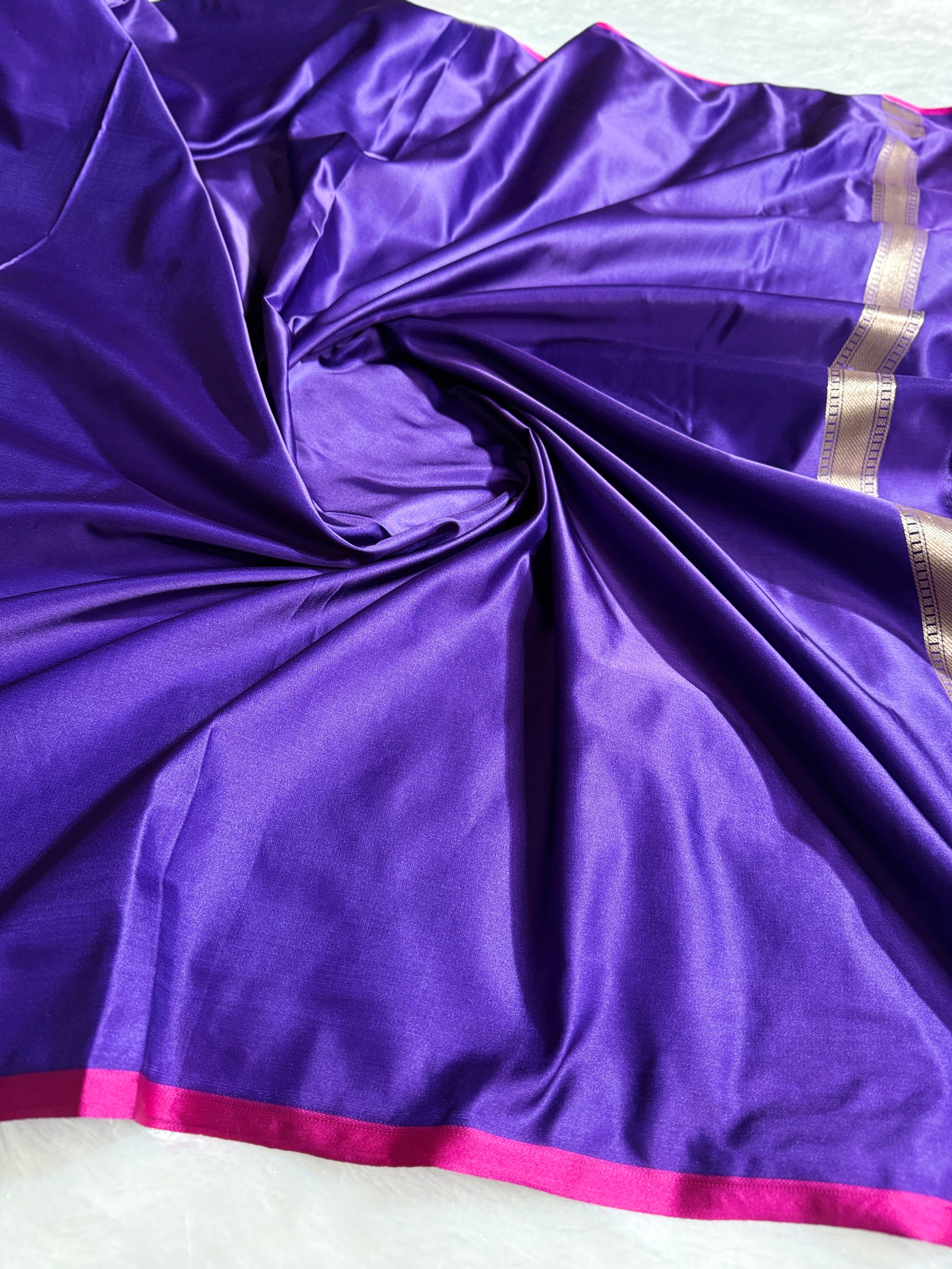 Royal Blue Mashru Kataan Banarasi Saree with Rose Zari Buta Weaving and Rupa-Sona Zari Work MKS087