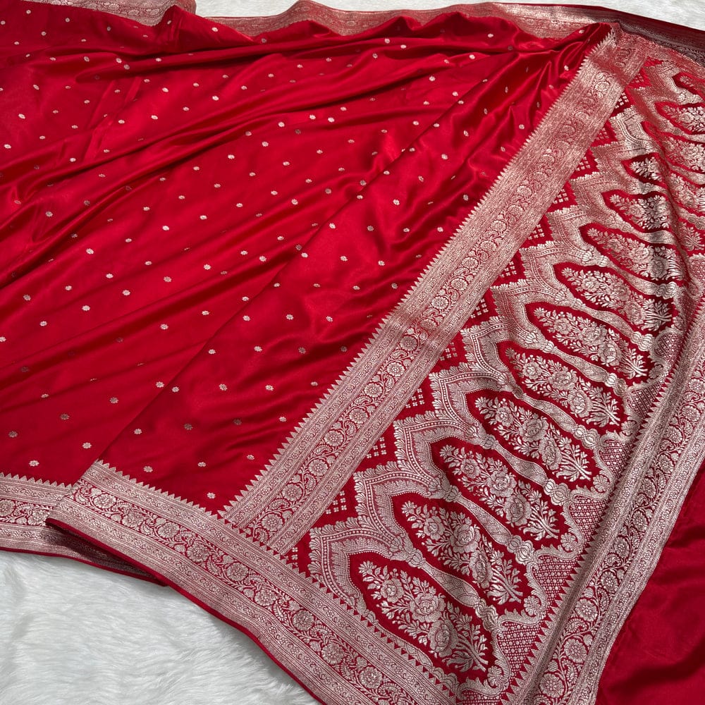 Premium Mashru Kataan Silk Saree with Star Buti Motifs and Luxurious Zari Pallu – MKS410
