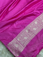 Bright Yellow Banarasi Mashru Silk Saree with Rani Contrast and Tanchoi Zari Meena Work MKS213