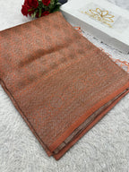 Peach Banarasi Dupion Silk Saree with Embossed Antique Zari Weaving & Rich Antique Zari Pallu | STF70