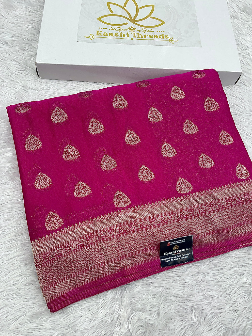 Chinon Silk Buta Zari Dark pink Color Saree CN01