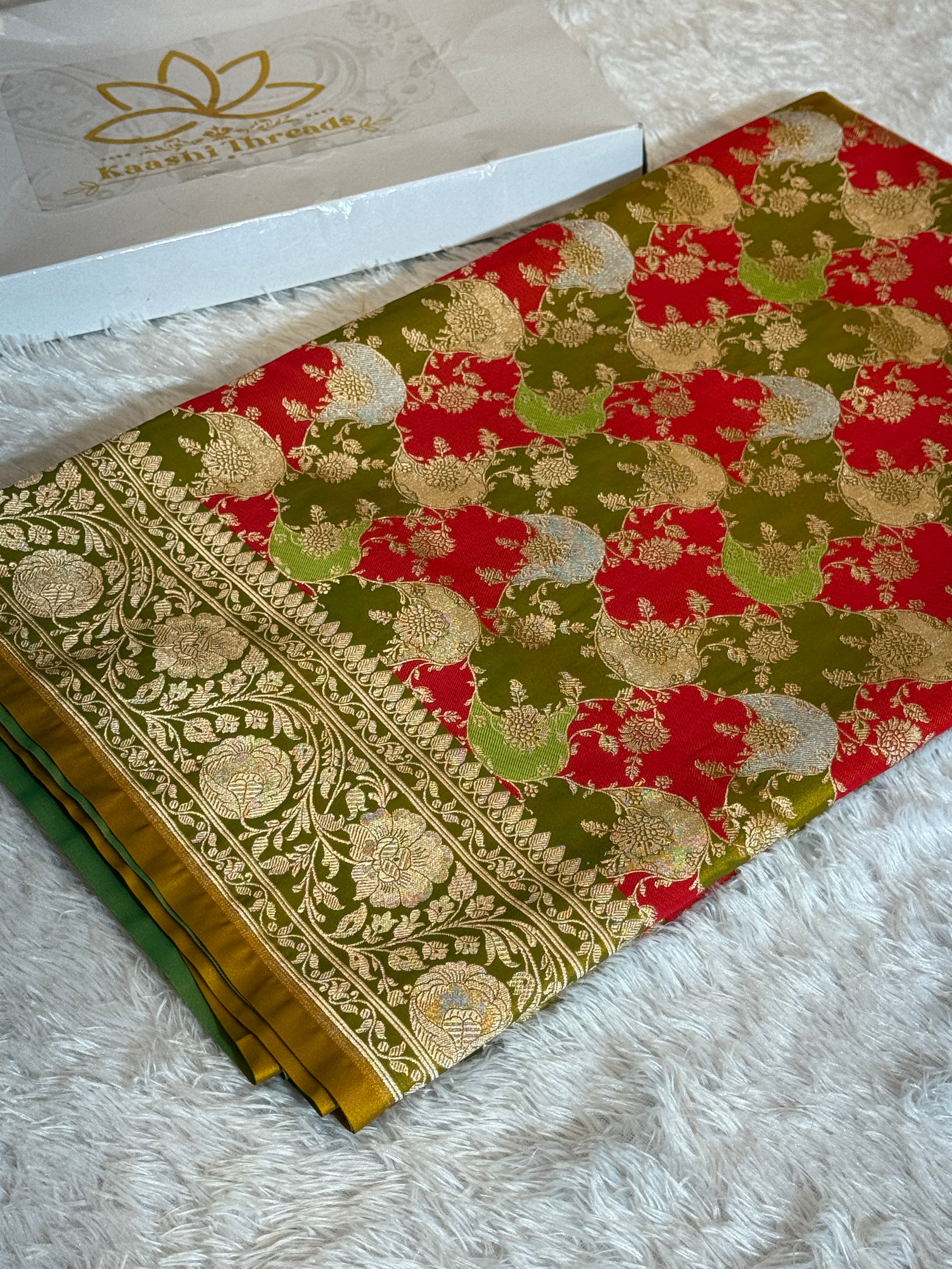 ✨ Multicolour Mashru Silk Saree with Rangkaat Alphi Woven Design MKS336
