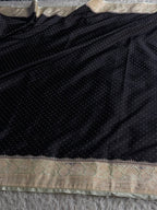 Black & Beige Chunri Zari Woven Saree with Rich Pallu – MKS832