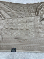 Cream Banarasi Dupion Silk Saree with Embossed Antique Zari Weaving & Rich Antique Zari Pallu | STF80