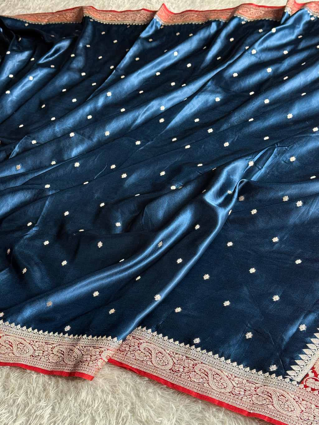 Wine & Light Blue Mashru Kataan Silk Saree with Buta Woven Design MKS651