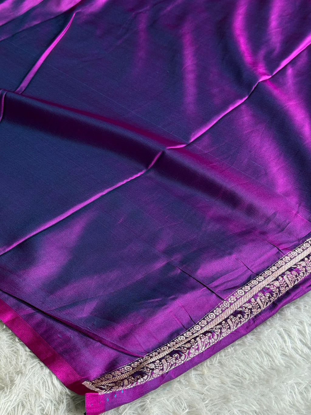 Purple Magenta Dual Shade Mashru Kataan Silk Saree with Buta Woven Design & Rich Pallu | MKS663