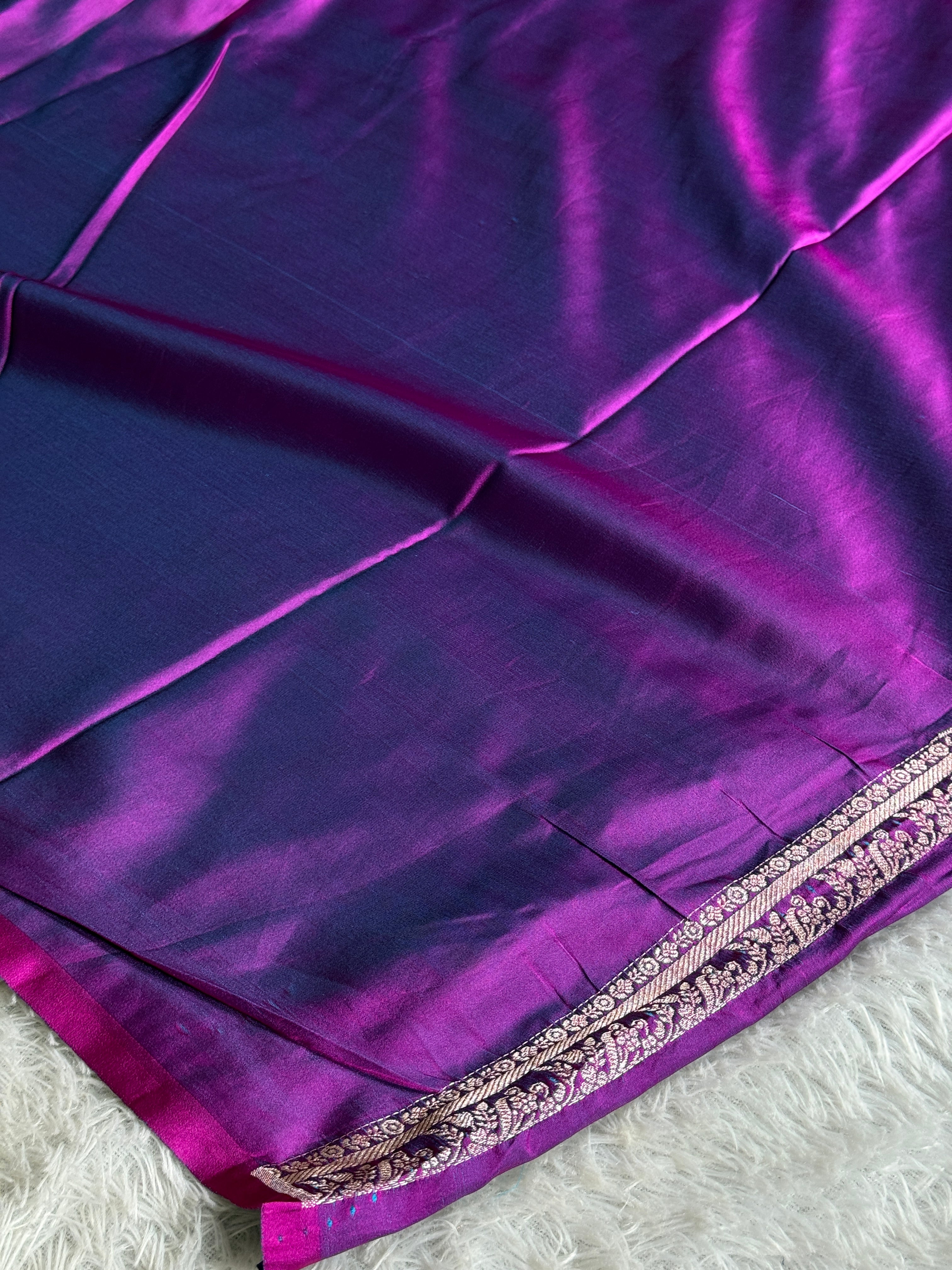 Purple Magenta Dual Shade Mashru Kataan Silk Saree with Buta Woven Design & Rich Pallu | MKS663