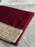 Banarasi Mashru Kataan Silk Saree with Chunri Buti & Swarovski Work | Rich Zari Pallu | MKS852