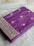 Premium Contrast Pink Wine Mashru Kataan Silk Saree with Buta Woven Design & Rich Zari Pallu MKS624