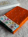 Mustard Green Contrast Paithani Mashru Kataan Silk Saree – MKS654