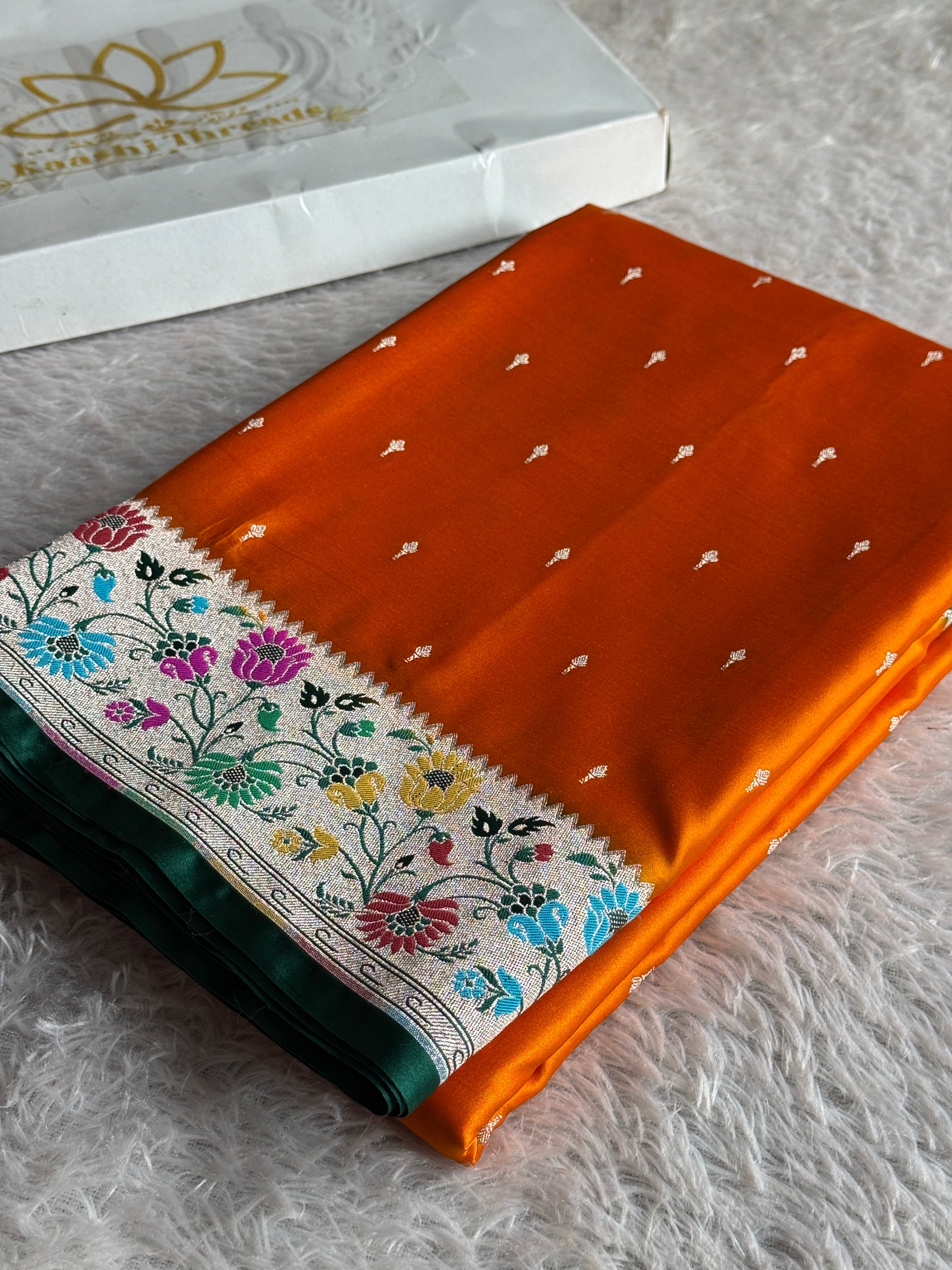Mustard Green Contrast Paithani Mashru Kataan Silk Saree – MKS654
