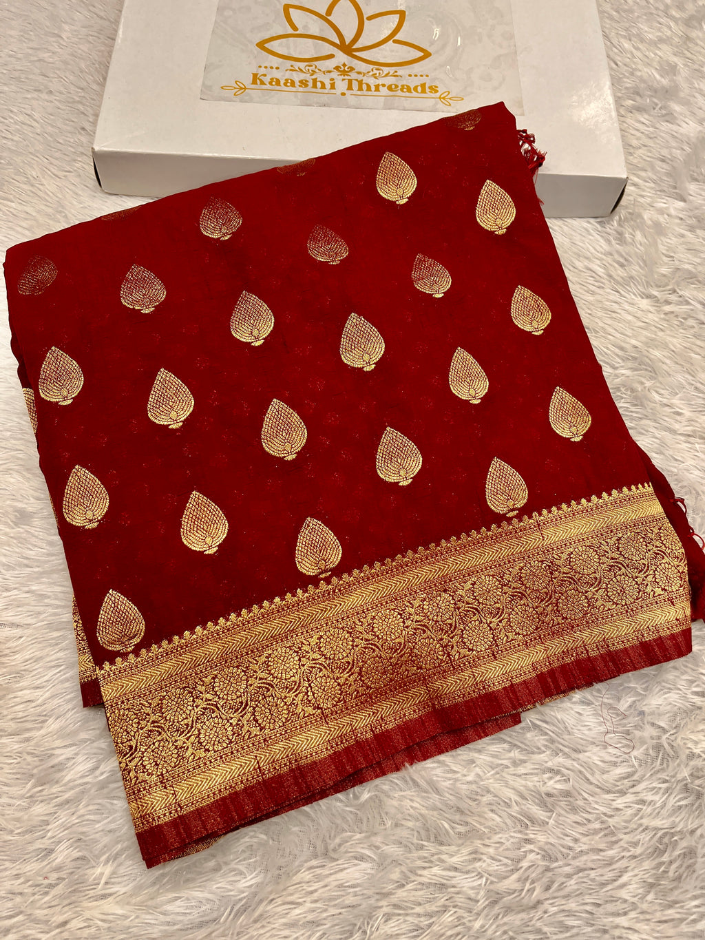 Raw Silk Zari Paan Maroon color  Saree RS005
