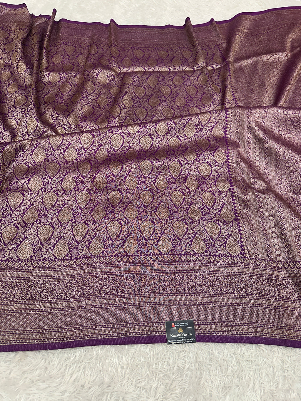 Magenta Banarasi Dupion Silk Saree with Embossed Antique Zari Weaving & Rich Antique Zari Pallu | STF74