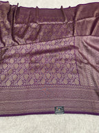 Magenta Banarasi Dupion Silk Saree with Embossed Antique Zari Weaving & Rich Antique Zari Pallu | STF74