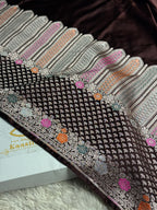 ✨ Royal Wine Meenakari Woven Banarasi Satin Mashru Silk Saree with Scalloped Border MKS212