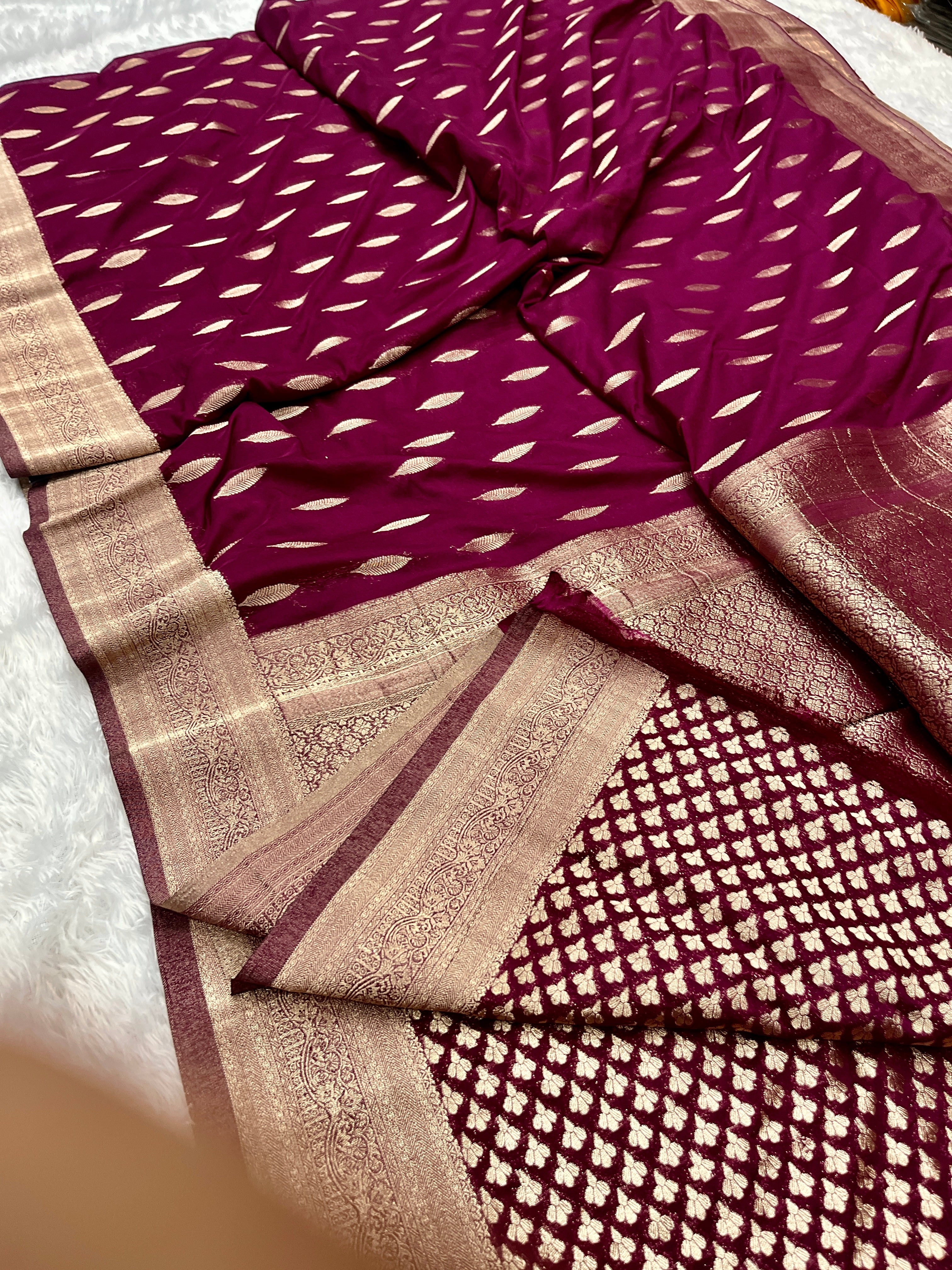 Chinon Silk Andakar Wine Color Saree CN02