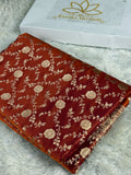 Rust Red Jangla Woven Mashru Kataan Silk Banarasi Saree with Rich Jacquard Pallu – MKS502 | Kaashi Threads