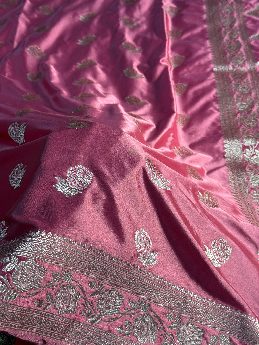 Rose Design Mashru kataan Saree Ms17