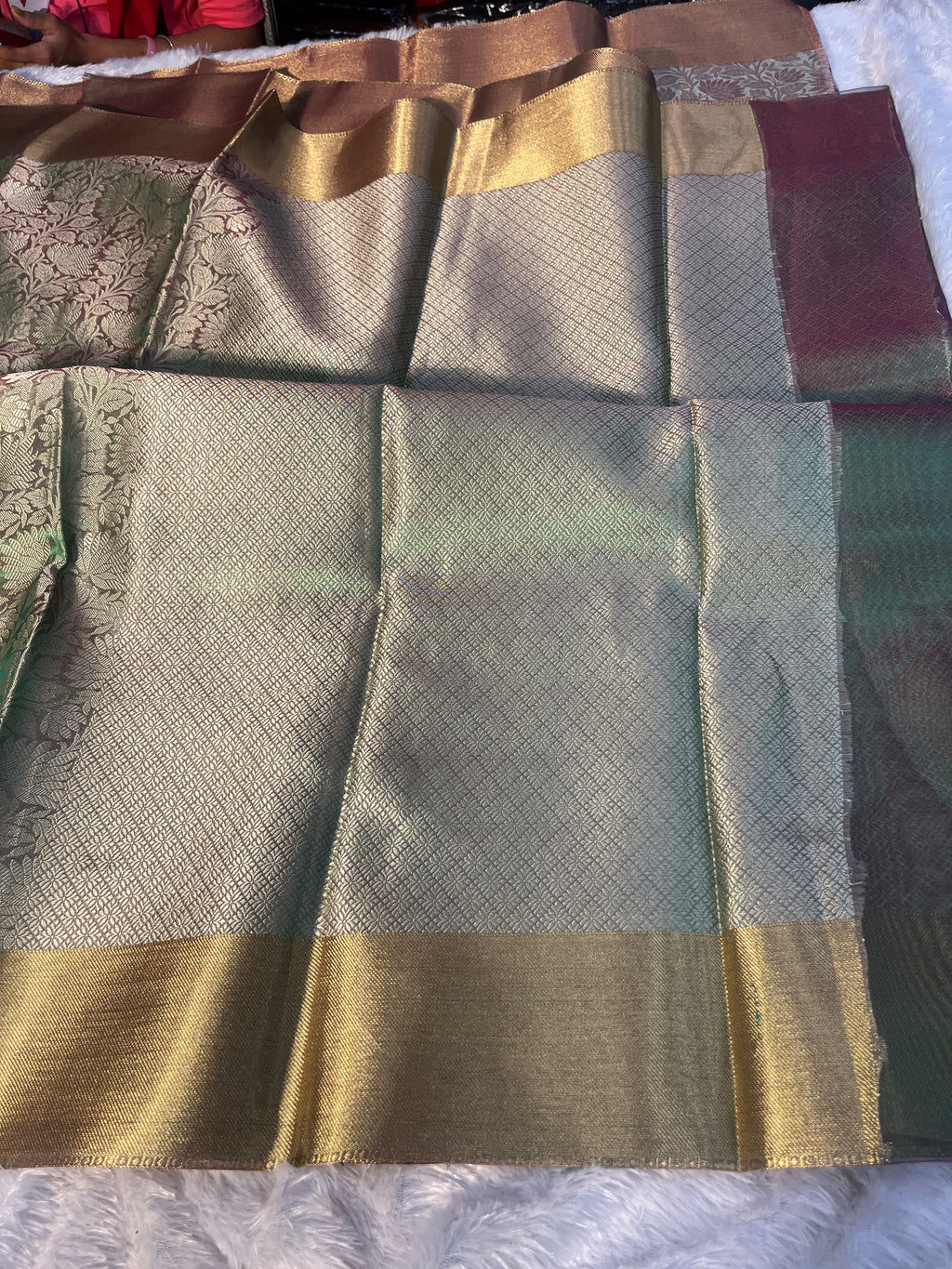 Parrot Tissue Resham Saree Ts36
