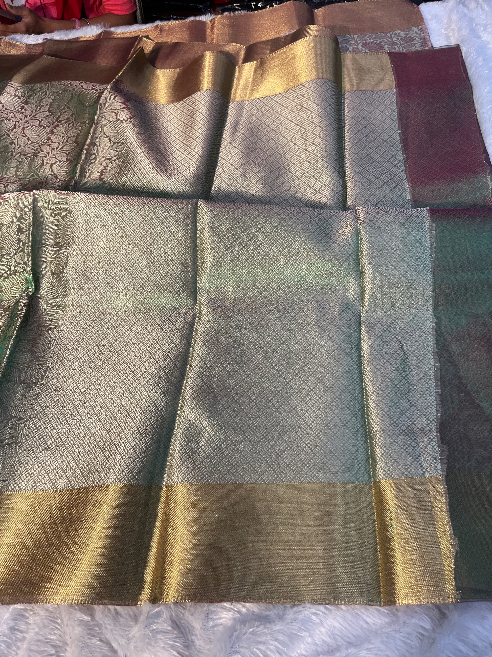 Parrot Tissue Resham Saree Ts36