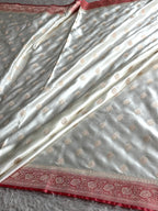 Cream with Pitch  Contrast Mashru Kataan Silk Saree with Buta Weaving & Rich Zari Pallu | MKS644