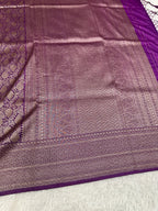 Magenta Banarasi Dupion Silk Saree with Embossed Antique Zari Weaving & Rich Antique Zari Pallu | STF74