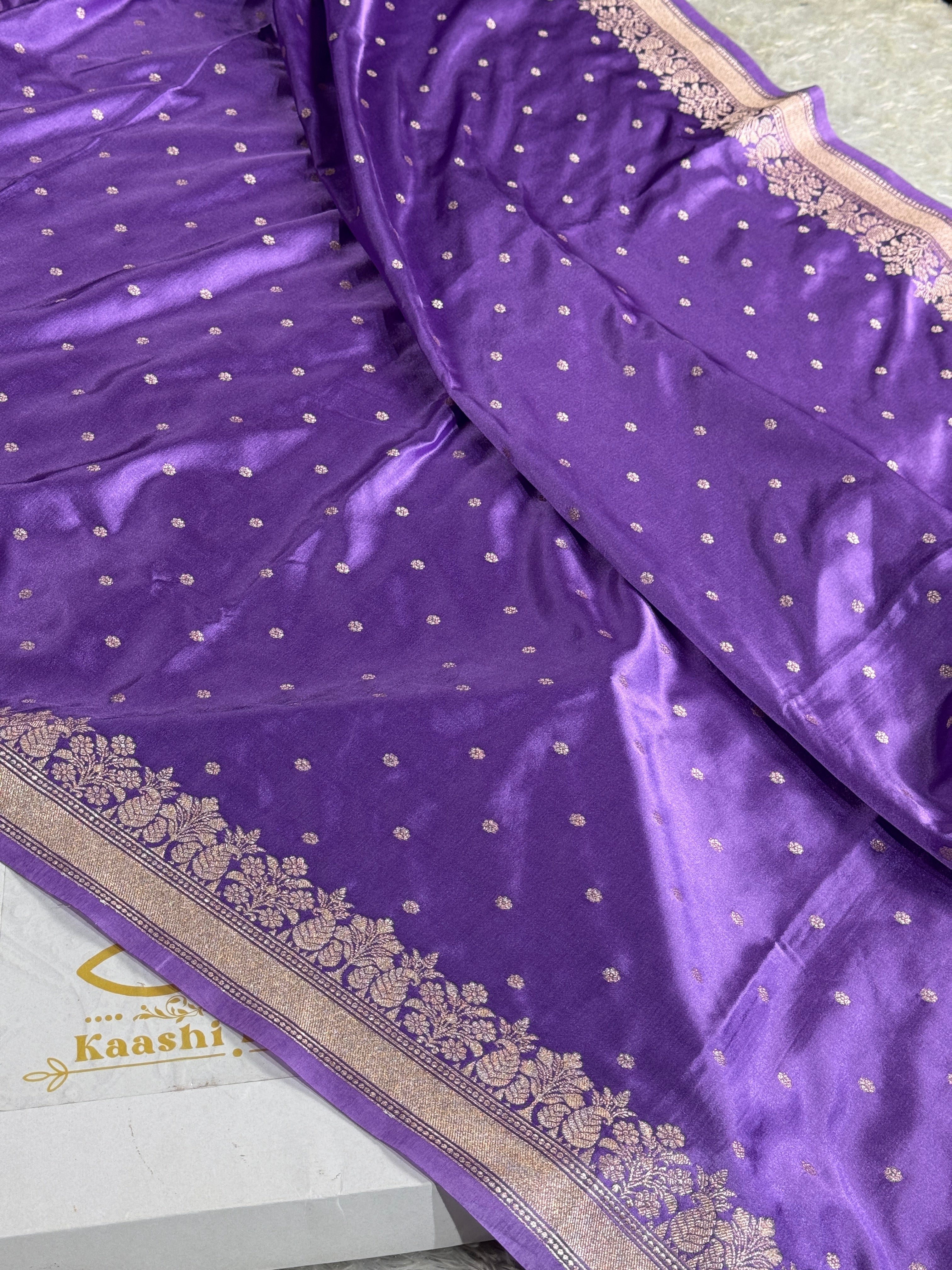 Mauve Mashru Kataan Silk Banarasi Saree with Zari Buta Woven Design & Rich Pallu | MKS191