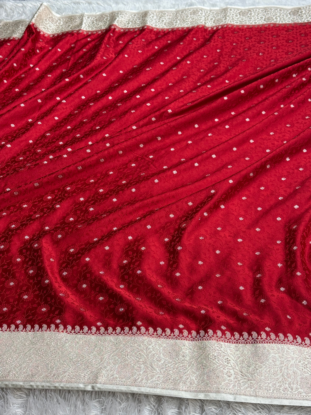 Maroon & Beige Tanchoi Zari Meena Banarasi Mashru Silk Saree – MKS734