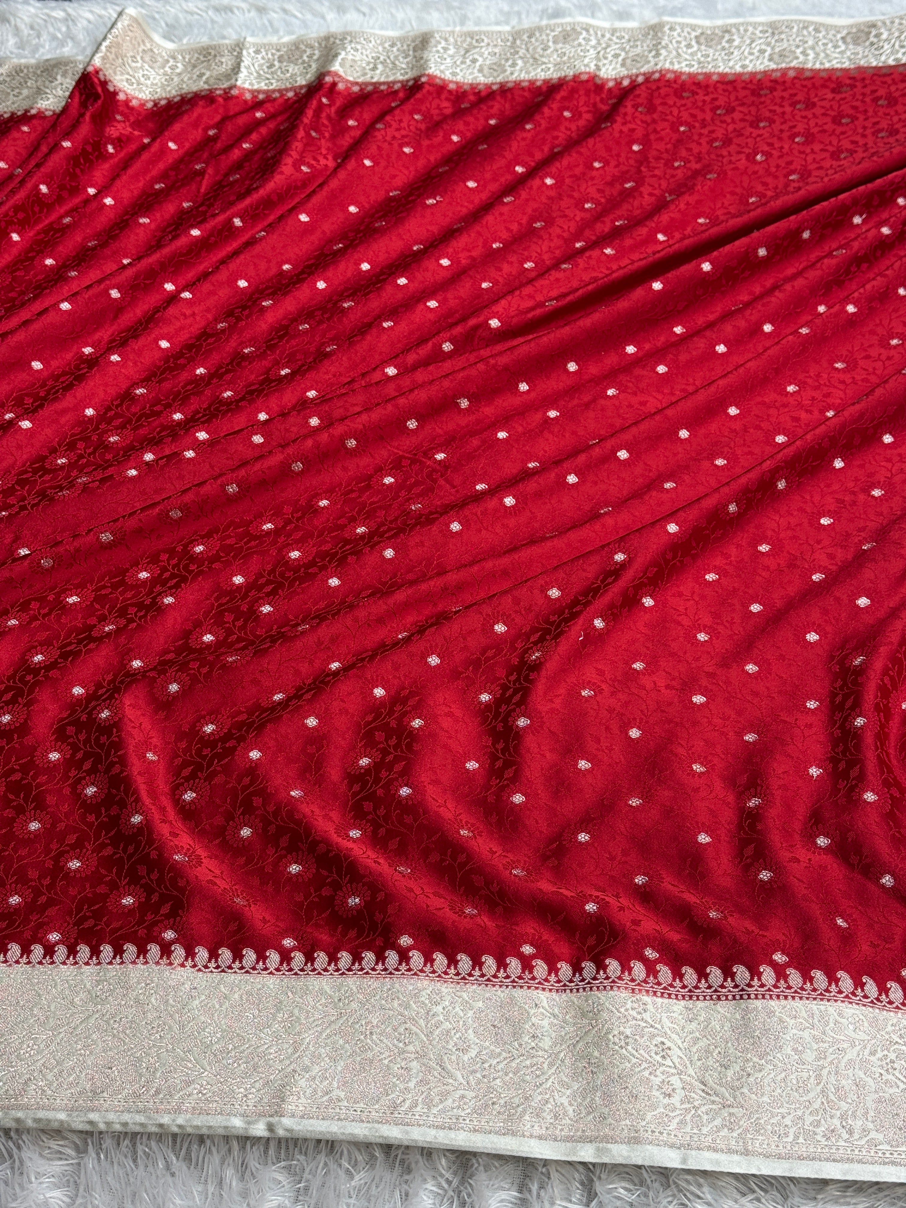 Maroon & Beige Tanchoi Zari Meena Banarasi Mashru Silk Saree – MKS734