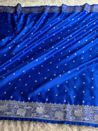 Royal Blue Buta Woven Saree with Rich Pallu & Border Blouse – MKS819
