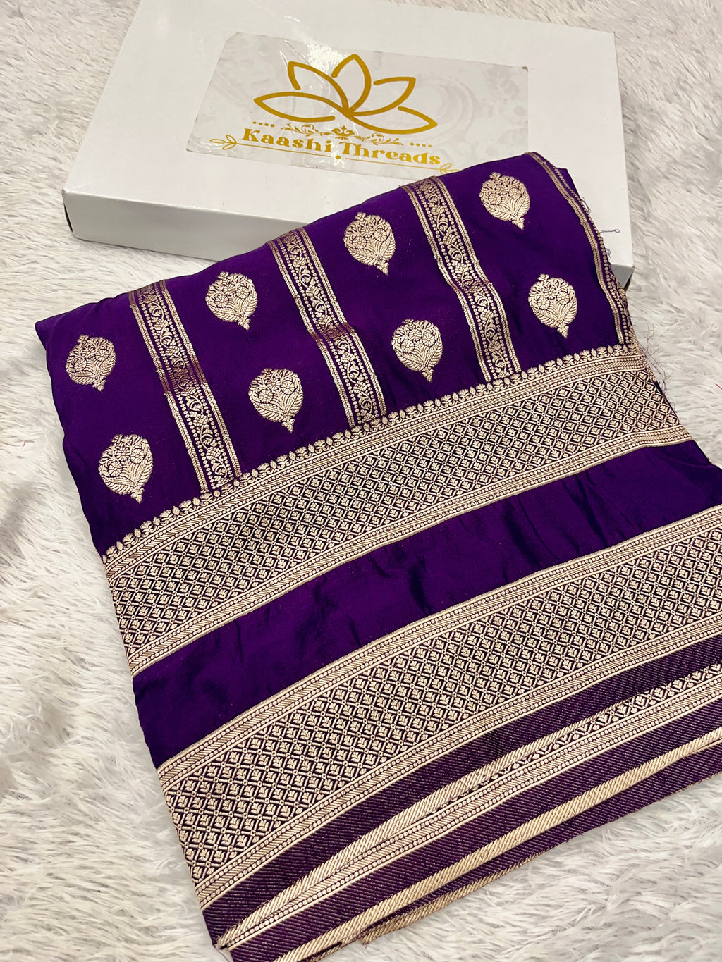 Chinon Silk Horizontal Buta Design Purple Color Saree CN09
