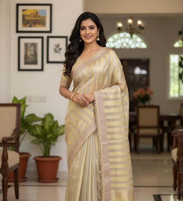 Maharani Tissue silk in Lining Design banarsi Patch Work Saree TSN02