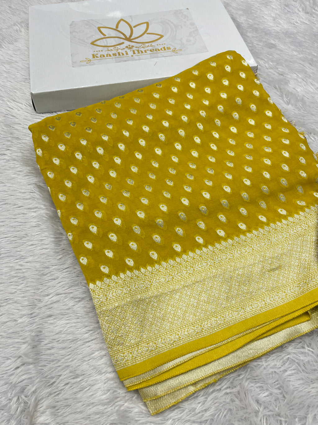 Banarsi Pure Natural Georgette Almond Buti  Design VSG06