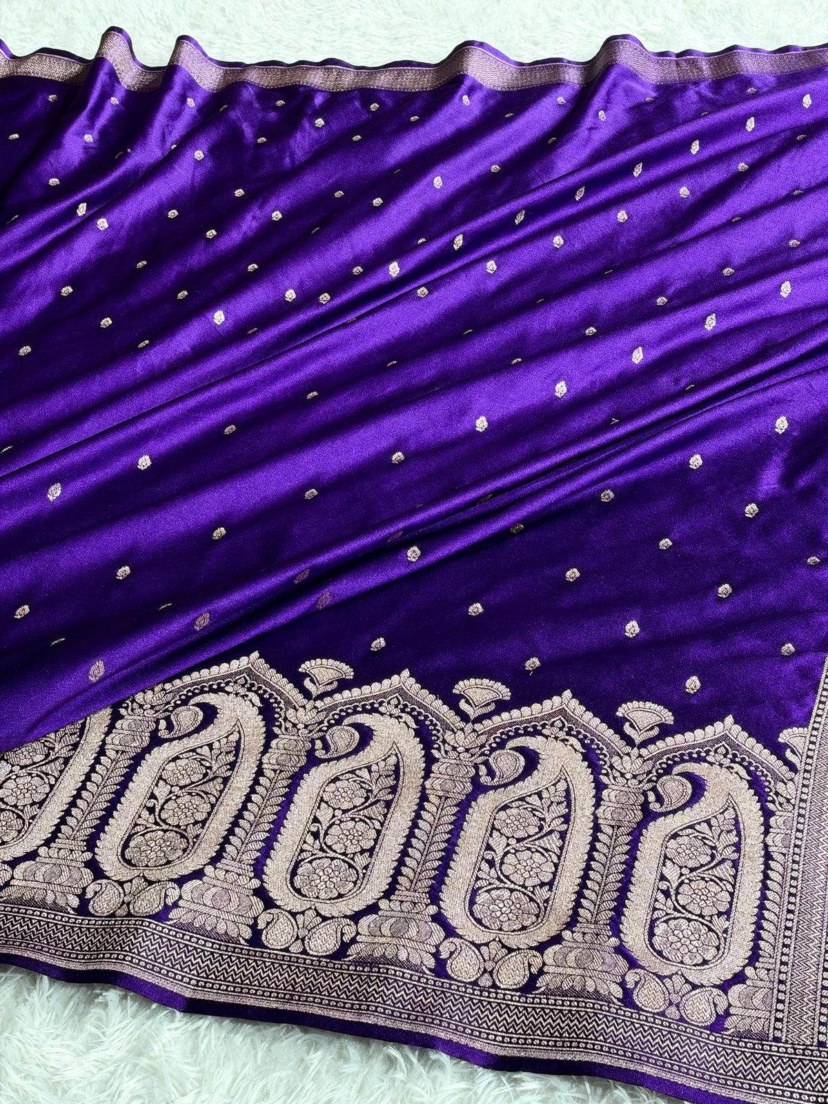 Banarasi Mashru Kataan Silk Purple Saree with Buta & Ikkat Woven Design | MKS861