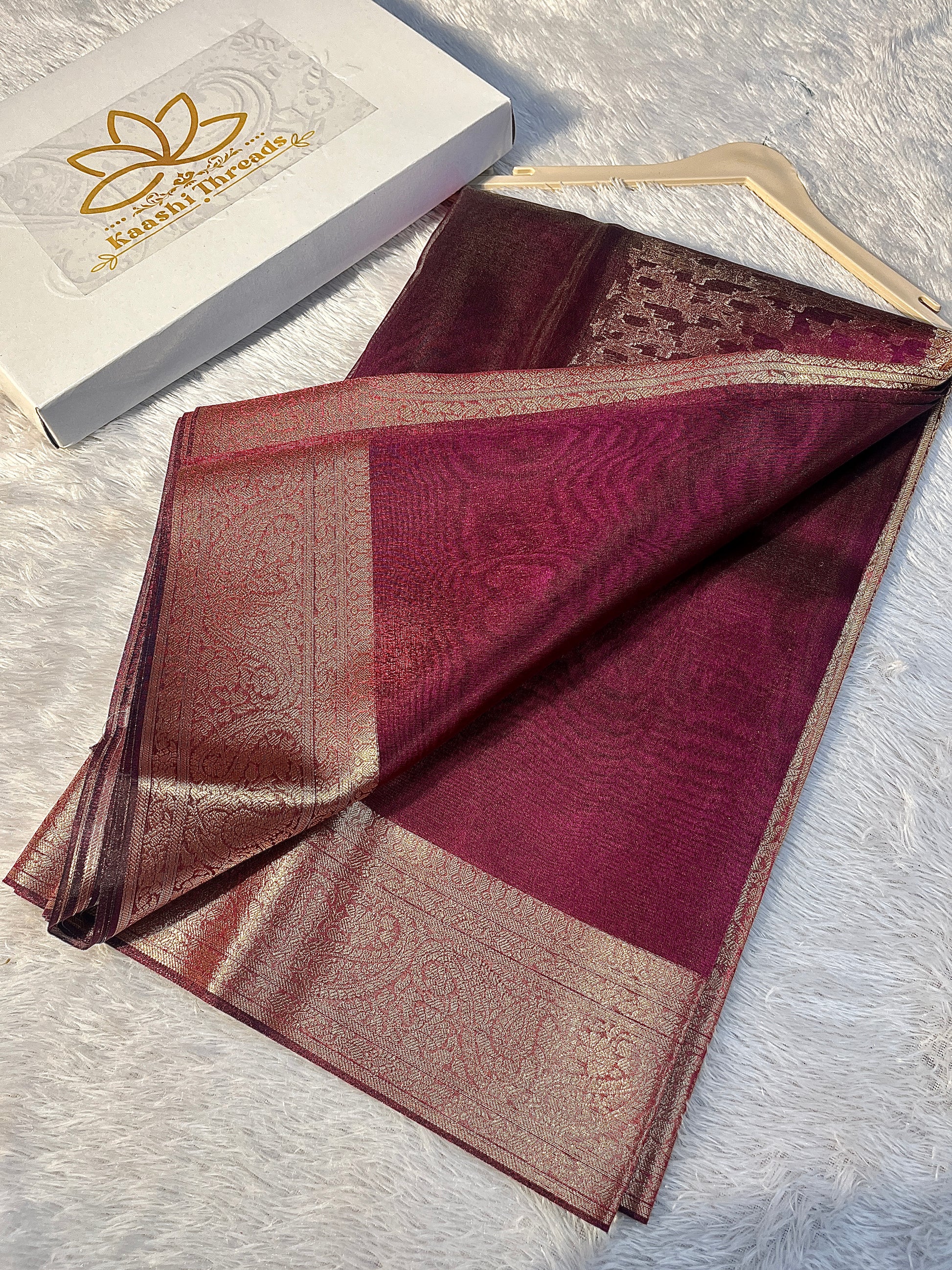 Glass Tissue Rani Saree Ts29