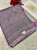 STF56 – Elegant Lavender Dupion Saree with Embossed Square Woven Designs