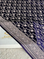 Purple Mashru Kataan Silk Banarasi Saree with Meenakari Zari Jaal Design | MKS745