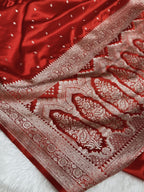 Premium Mashru Kataan Silk Saree with Star Buti Motifs and Luxurious Zari Pallu – MKS410