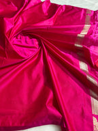 Dark Pink Mashru Kataan Banarasi Saree with Zari Buta Pattern and Rupa-Sona Zari Work MKS087