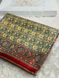 Cream & Red Jamwaar Woven Banarasi Mashru Silk Saree with Traditional Thread Work JMW11